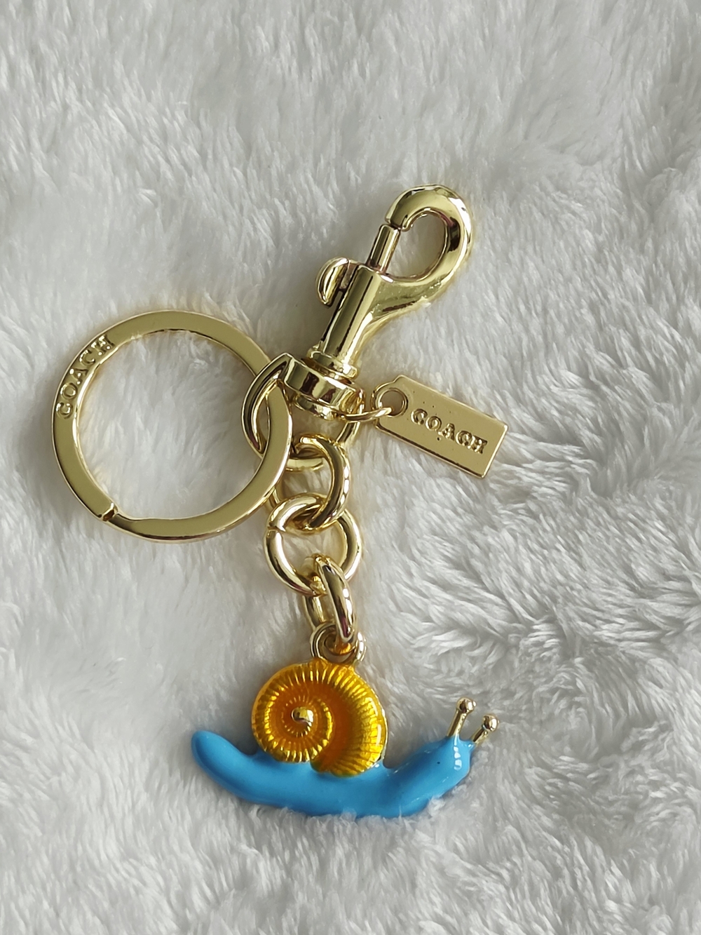 C Logo Blue & Yellow Enamel Snail Keychain Bag Charm
